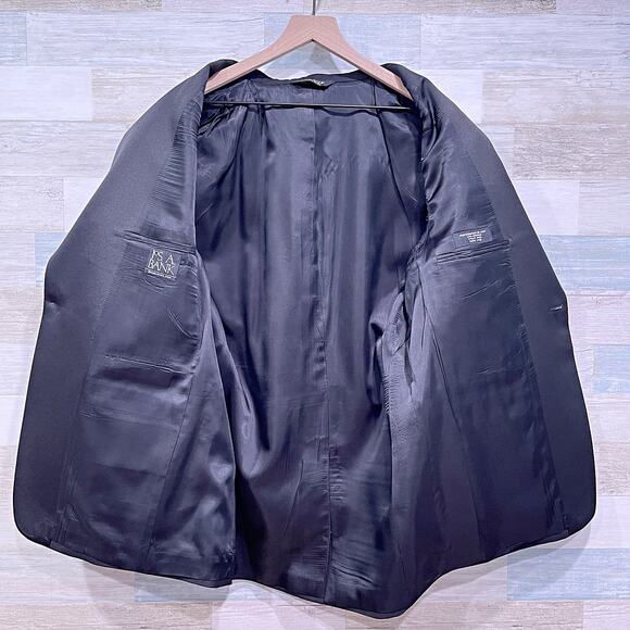 Jos A Bank Notch Collar Tuxedo Suit Black Mens 42R Jacket 36R Pleated Pants - Picture 5 of 12